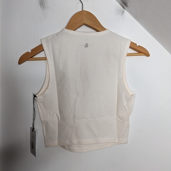 WEWOREWHAT Off-White Cotton Blend Cropped Muscle Tank Top NEW Size S - Picture 5 of 6